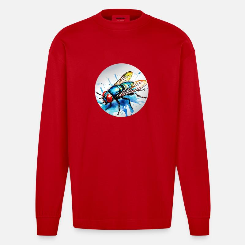 Fliege rund - Heavyweight Oversized Organic Langarmshirt Made in EU - Rot