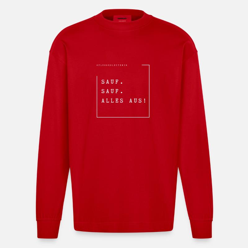 Hier spricht Eure Flugbegleiterin - Heavyweight Oversized Organic Langarmshirt Made in EU - Rot