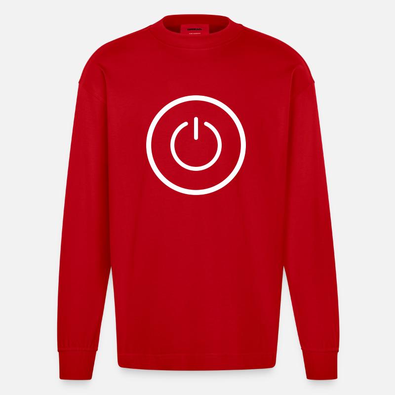 Power button - Heavyweight Oversized Organic Langarmshirt Made in EU - Rot
