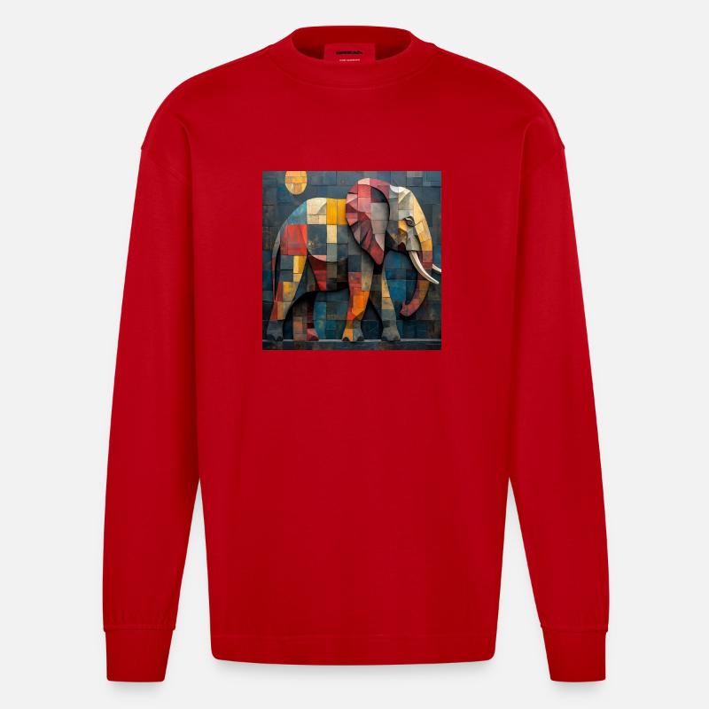 Elefant - Heavyweight Oversized Organic Langarmshirt Made in EU - Rot