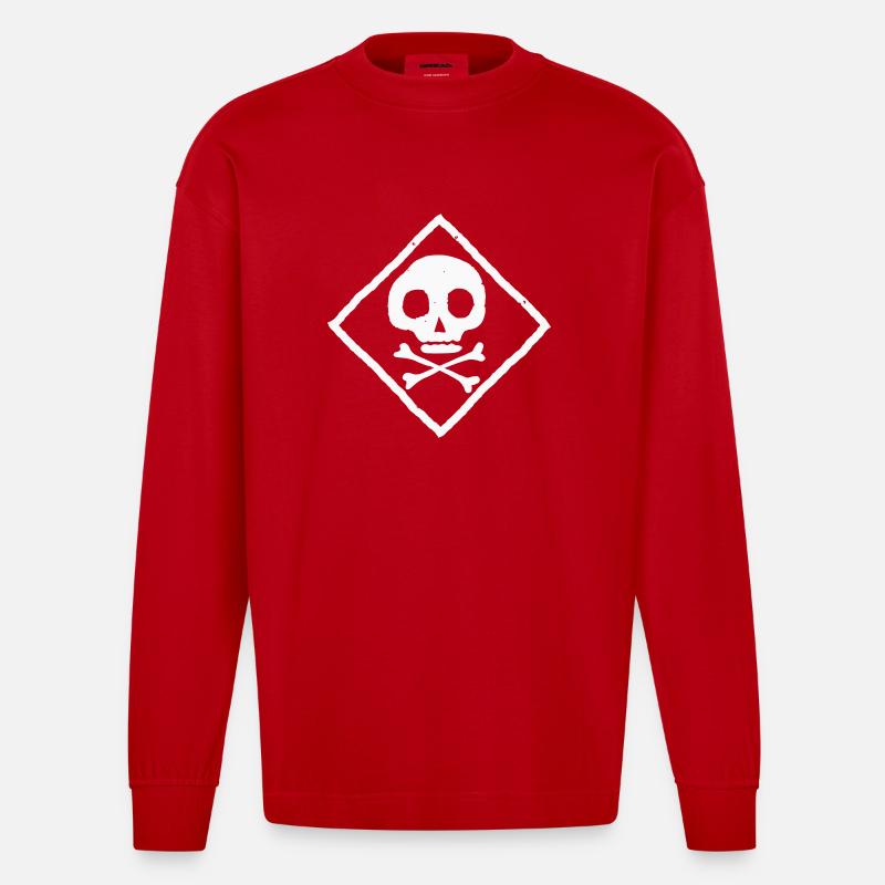 Schädel und Knochen - Heavyweight Oversized Organic Langarmshirt Made in EU - Rot