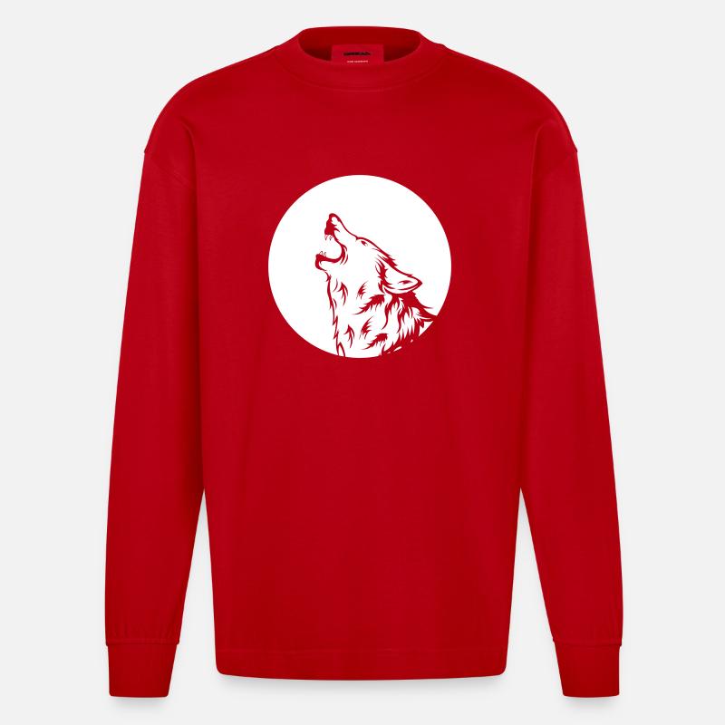 wolf - Heavyweight Oversized Organic Langarmshirt Made in EU - Rot