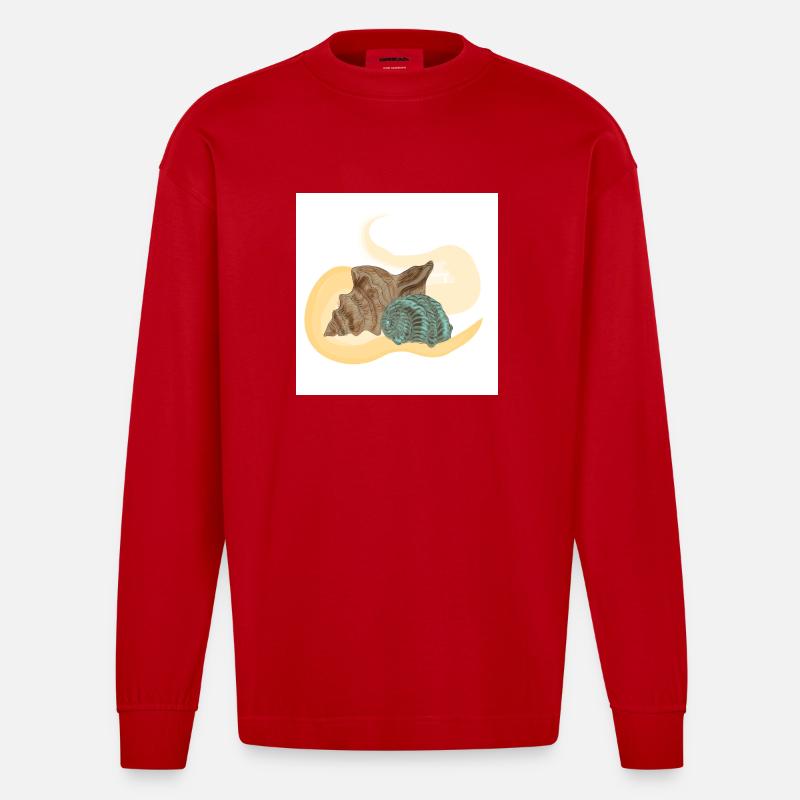Meermuschel - Heavyweight Oversized Organic Langarmshirt Made in EU - Rot