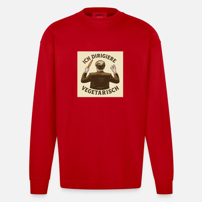 Dirigent Ich dirigiere vegetarisch - Heavyweight Oversized Organic Langarmshirt Made in EU - Rot