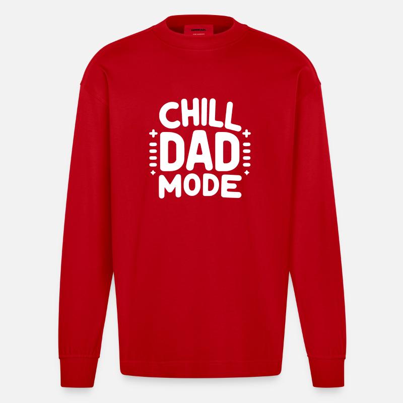Chill-Dad-Modus - Heavyweight Oversized Organic Langarmshirt Made in EU - Rot