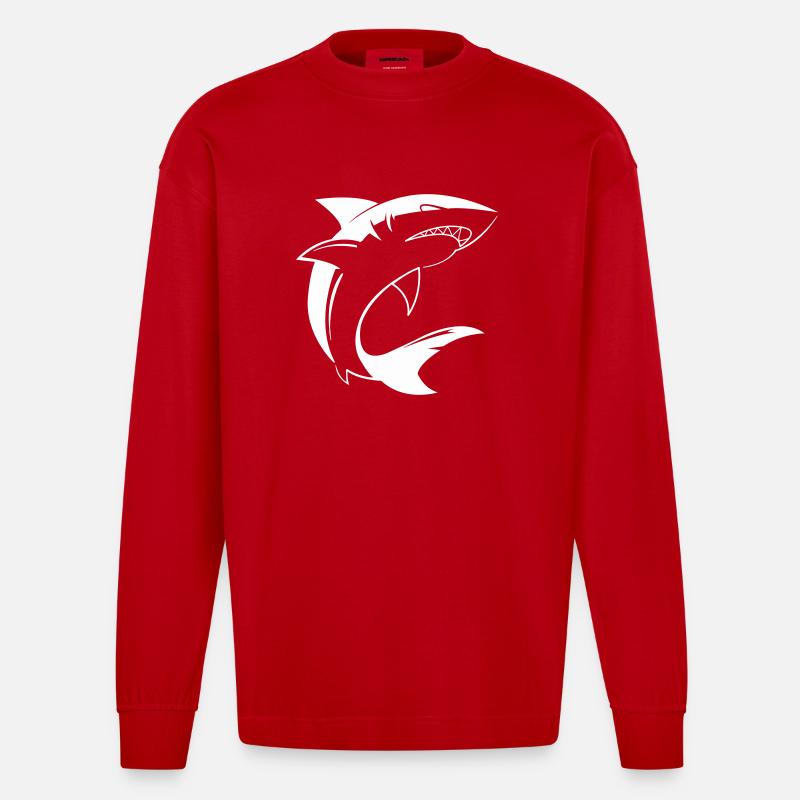 Hai Shark - Heavyweight Oversized Organic Longsleeve Shirt Made in EU - red