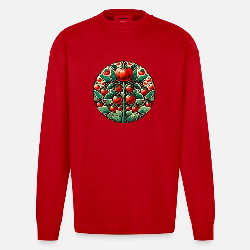 Tomate Bauern Tomaten Kunst - Heavyweight Oversized Organic Langarmshirt Made in EU - Rot
