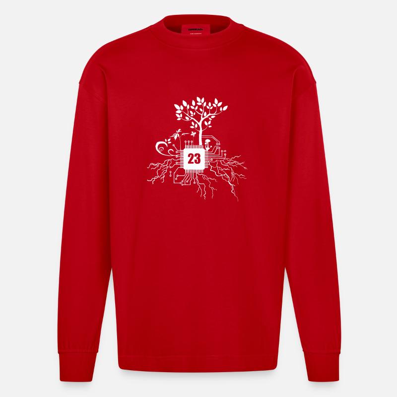 Freetek Microchip 23 - Heavyweight Oversized Organic Langarmshirt Made in EU - Rot