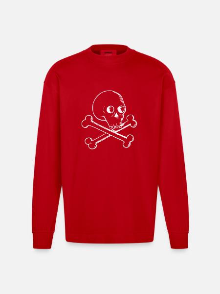 Skull and bones - Heavyweight Oversized Organic Longsleeve Shirt Made in EU - red