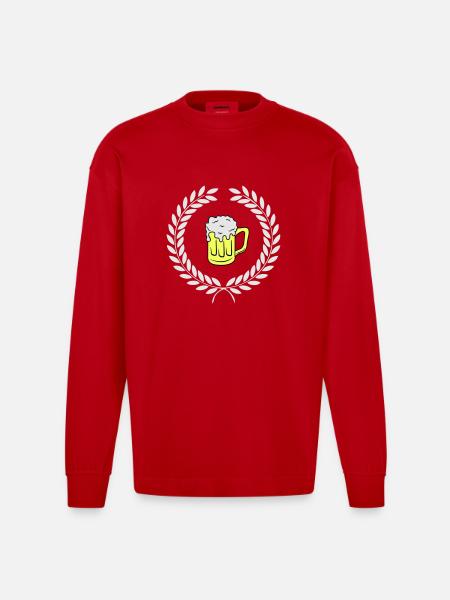 bier wappen - Heavyweight Oversized Organic Langarmshirt Made in EU - Rot