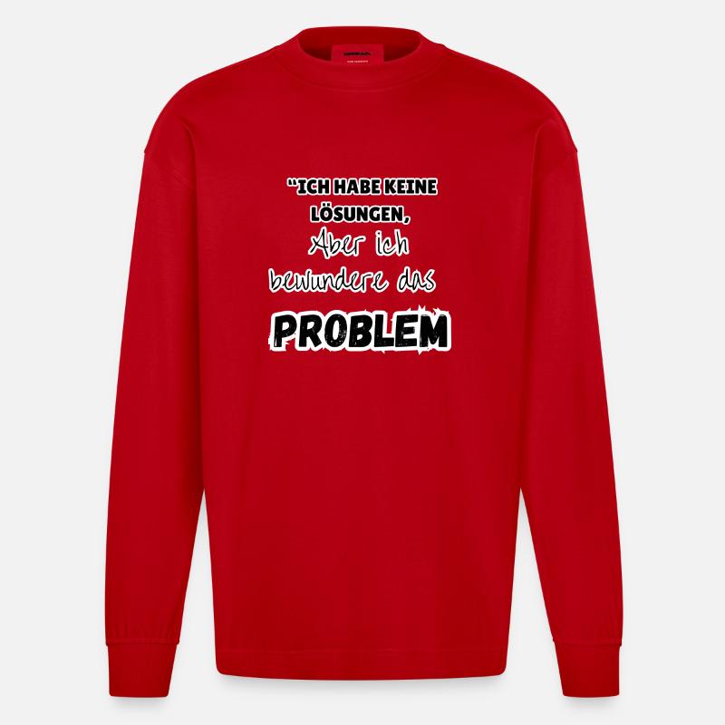 "Problem Lösung" - Heavyweight Oversized Organic Langarmshirt Made in EU - Rot