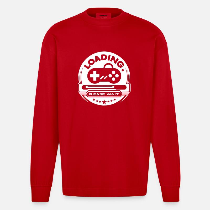 Loading Please Wait - Heavyweight Oversized Organic Longsleeve Shirt Made in EU - red