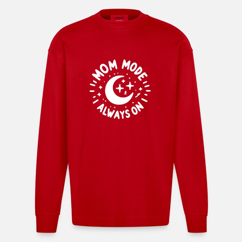 Mama-Modus: Immer eingeschaltet - Heavyweight Oversized Organic Langarmshirt Made in EU - Rot
