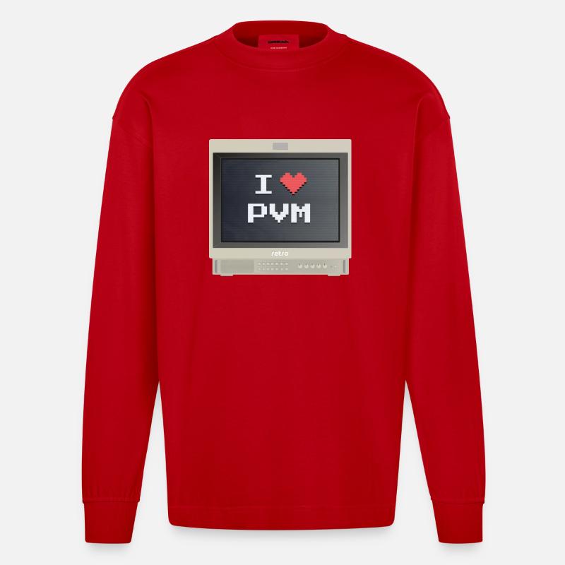 PVM Lover - J'aime mon PVM - Manches longues bio épais oversize fabriqué en UE - rouge