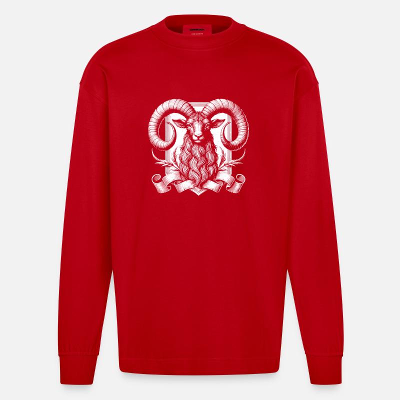 Schafbock - Heavyweight Oversized Organic Langarmshirt Made in EU - Rot
