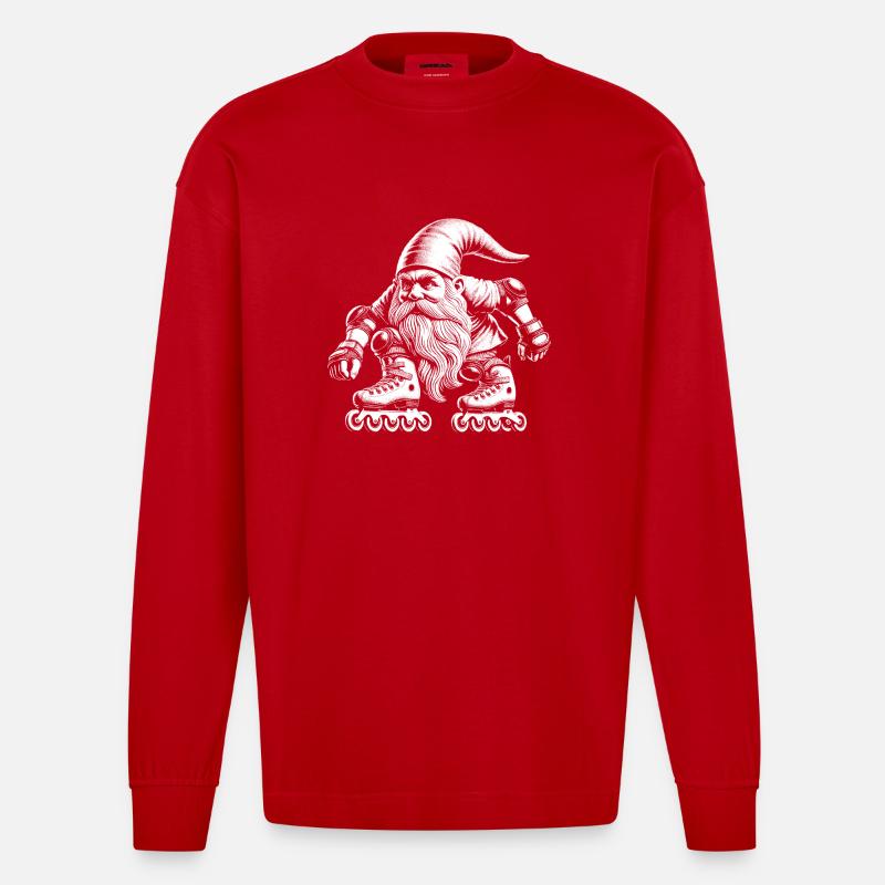 Inline Skates - Heavyweight Oversized Organic Langarmshirt Made in EU - Rot