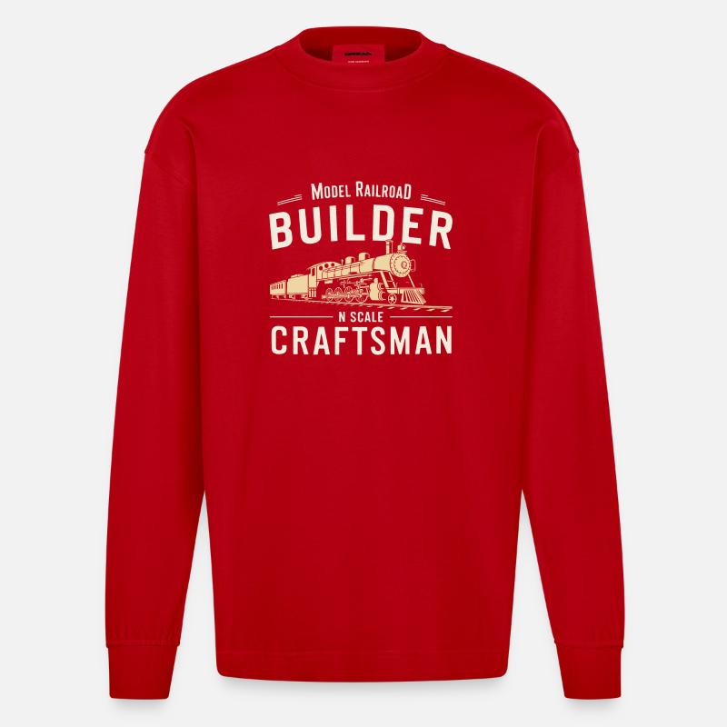 Präzision im Modellbau - Heavyweight Oversized Organic Langarmshirt Made in EU - Rot