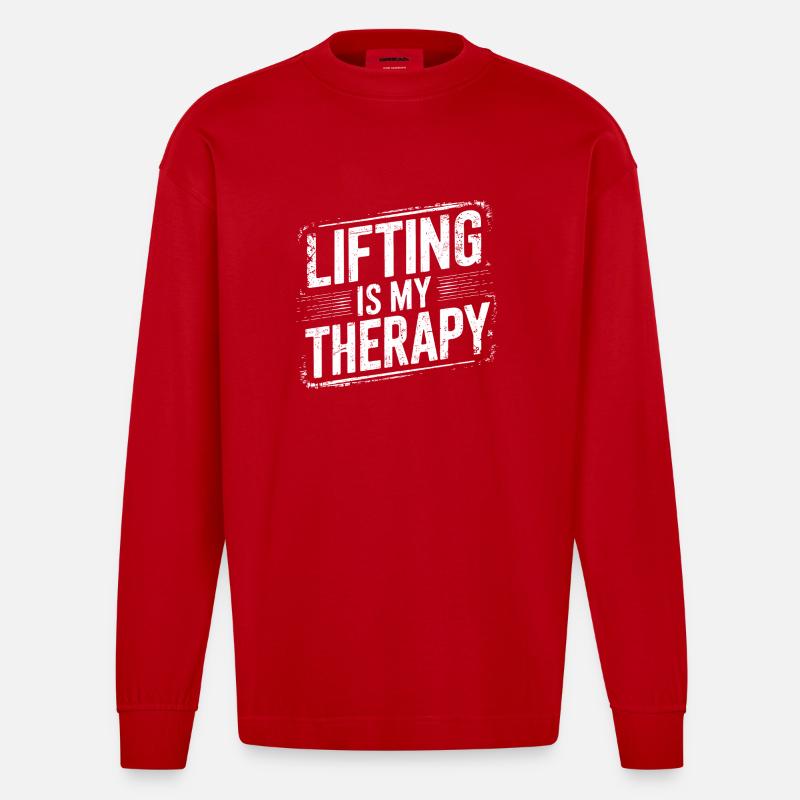 Lifting is my Therapy - Heavyweight Oversized Organic Langarmshirt Made in EU - Rot