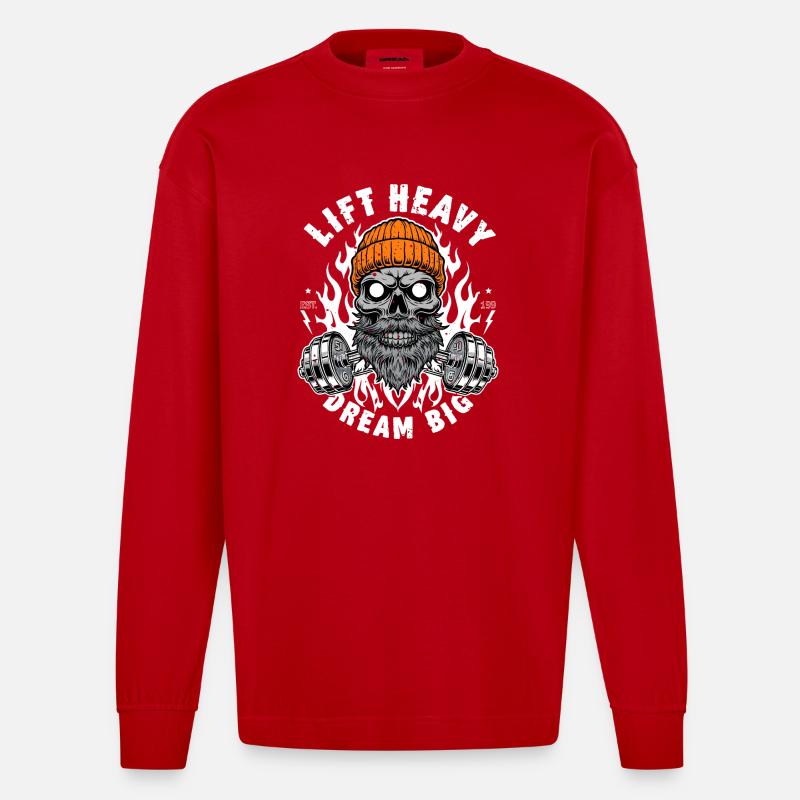 Heben Sie schwer - Heavyweight Oversized Organic Langarmshirt Made in EU - Rot
