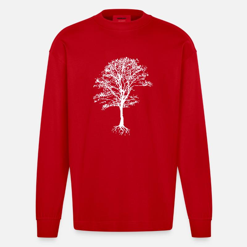 pixel tree - gaming and nature - Heavyweight Oversized Organic Langarmshirt Made in EU - Rot