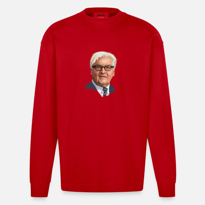 Frank-Walter Steinmeier - Heavyweight Oversized Organic Langarmshirt Made in EU - Rot