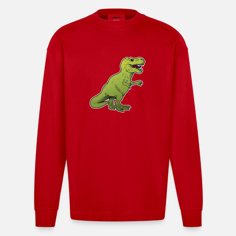 Dinosaurier / großes Tier / Tier - Heavyweight Oversized Organic Langarmshirt Made in EU - Rot