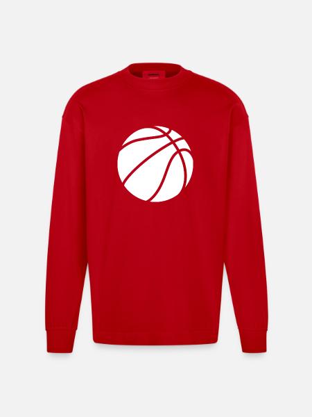 Basketball logo white - Heavyweight Oversized Organic Longsleeve Shirt Made in EU - red