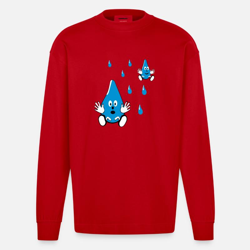 Kleine Wassertropfen Freunde - Heavyweight Oversized Organic Langarmshirt Made in EU - Rot