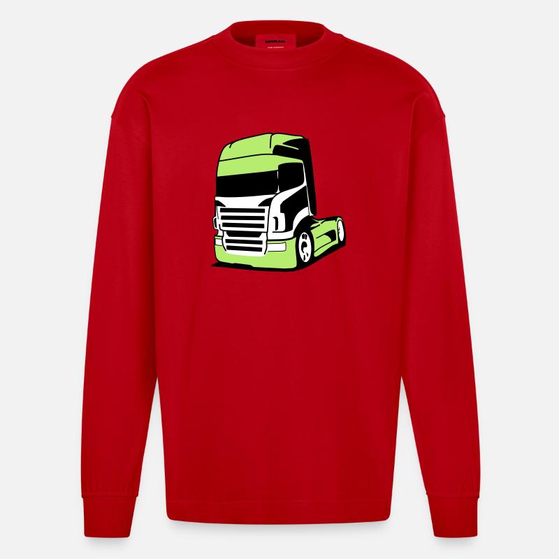 Markanter V8-Truck - Heavyweight Oversized Organic Langarmshirt Made in EU - Rot
