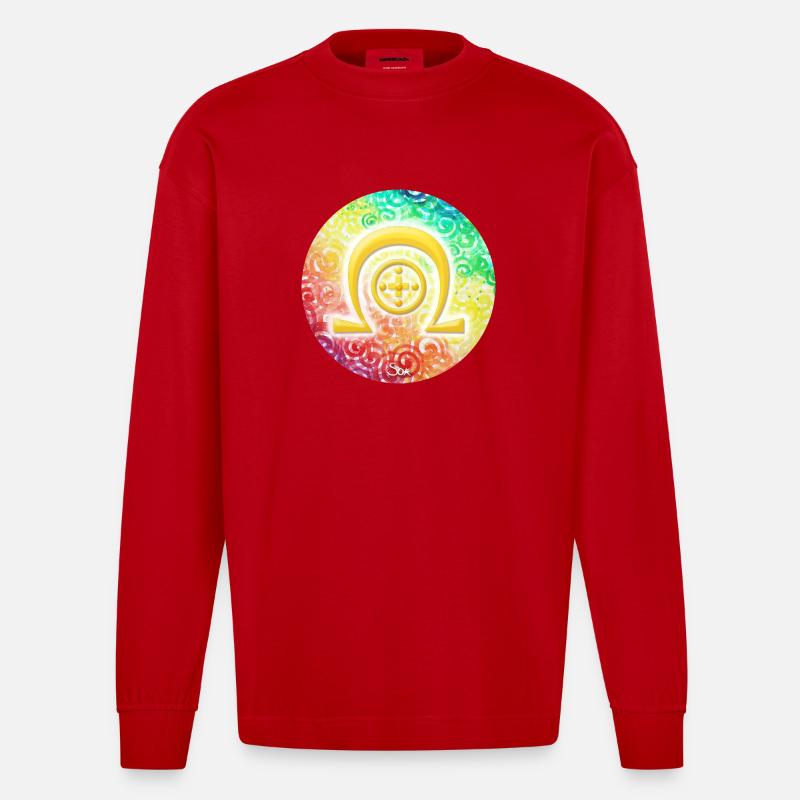Regenbogen-Dimensionssymbol Heilung - Sonja Ariel - Heavyweight Oversized Organic Langarmshirt Made in EU - Rot