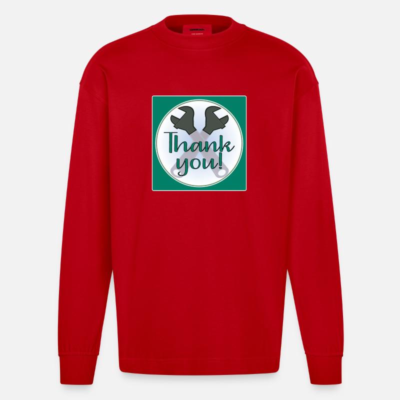 DANKE HANDWERKER - ZANGE - Heavyweight Oversized Organic Langarmshirt Made in EU - Rot