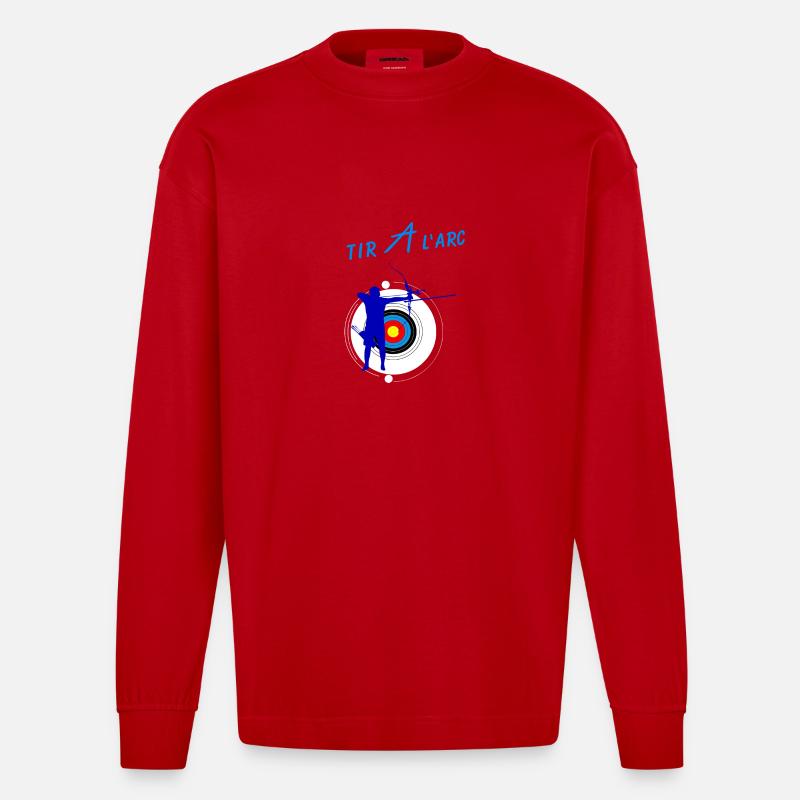 Bogenschießen - Heavyweight Oversized Organic Langarmshirt Made in EU - Rot