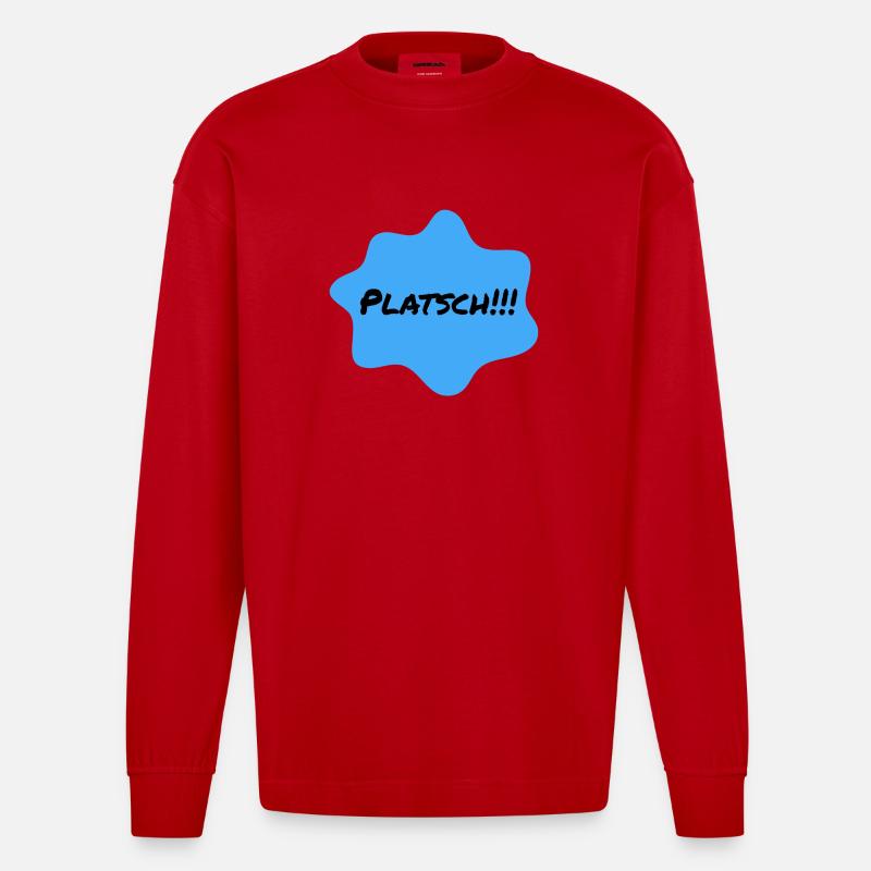 Platsch Blau Farbklecks - Heavyweight Oversized Organic Langarmshirt Made in EU - Rot