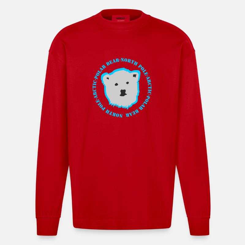 Eisbär 3 - Heavyweight Oversized Organic Langarmshirt Made in EU - Rot