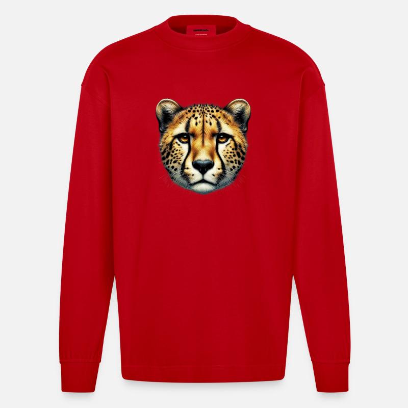 Guépard - Manches longues bio épais oversize fabriqué en UE - rouge