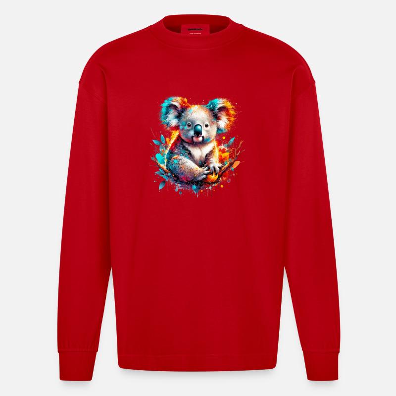 Koala - Manches longues bio épais oversize fabriqué en UE - rouge