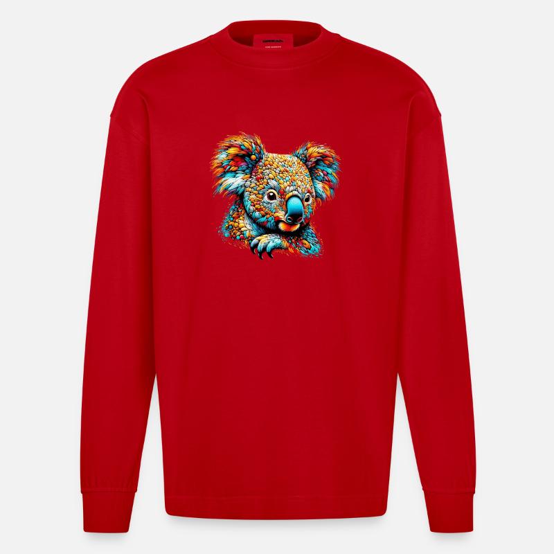 Koala - Heavyweight Oversized Organic Langarmshirt Made in EU - Rot