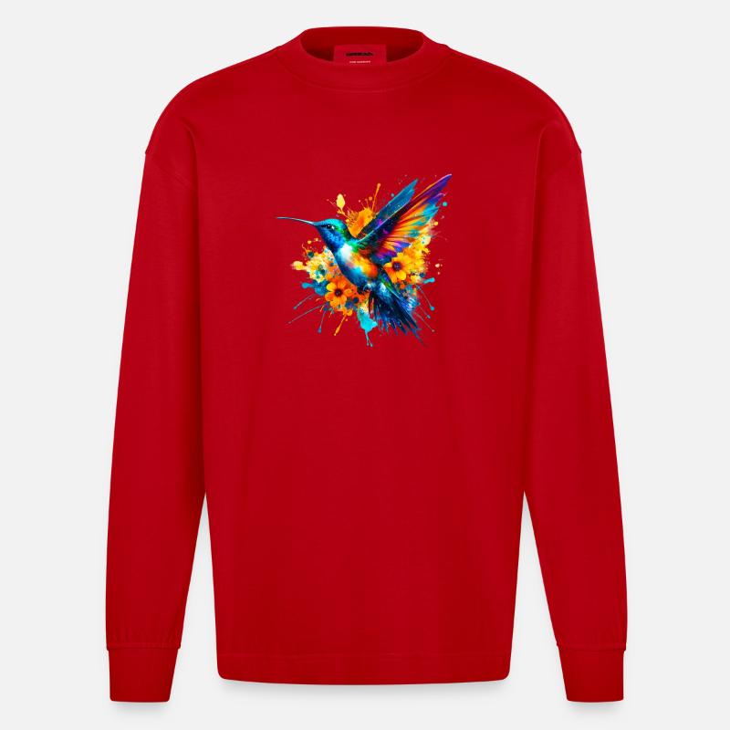 Kolibri - Heavyweight Oversized Organic Langarmshirt Made in EU - Rot
