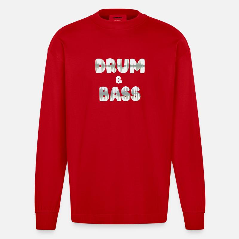 DNB-Wellenform - Heavyweight Oversized Organic Langarmshirt Made in EU - Rot