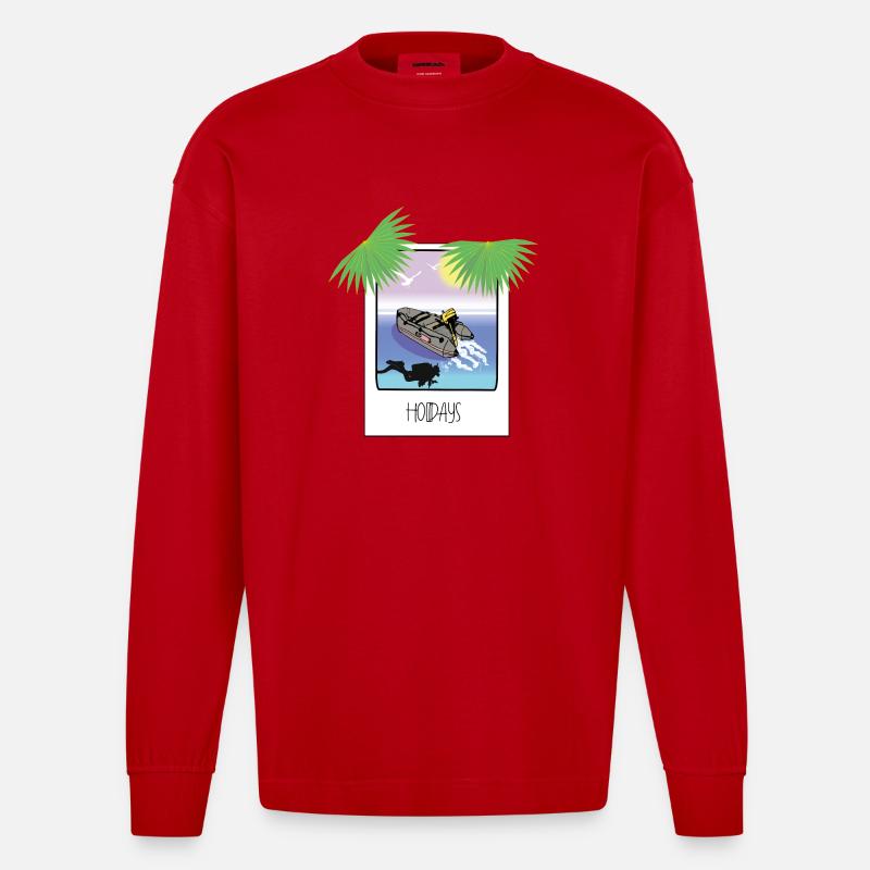 Schnappschuss Urlaub - Heavyweight Oversized Organic Langarmshirt Made in EU - Rot
