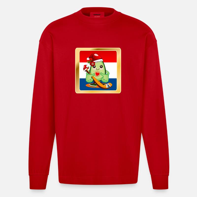 Weihnachtsgeschenke Avocado Eishockeyspieler - Heavyweight Oversized Organic Langarmshirt Made in EU - Rot