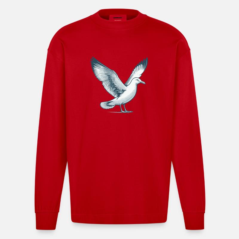 Möwe - Heavyweight Oversized Organic Langarmshirt Made in EU - Rot