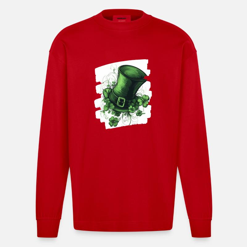 St. Patricks day - Heavyweight Oversized Organic Langarmshirt Made in EU - Rot