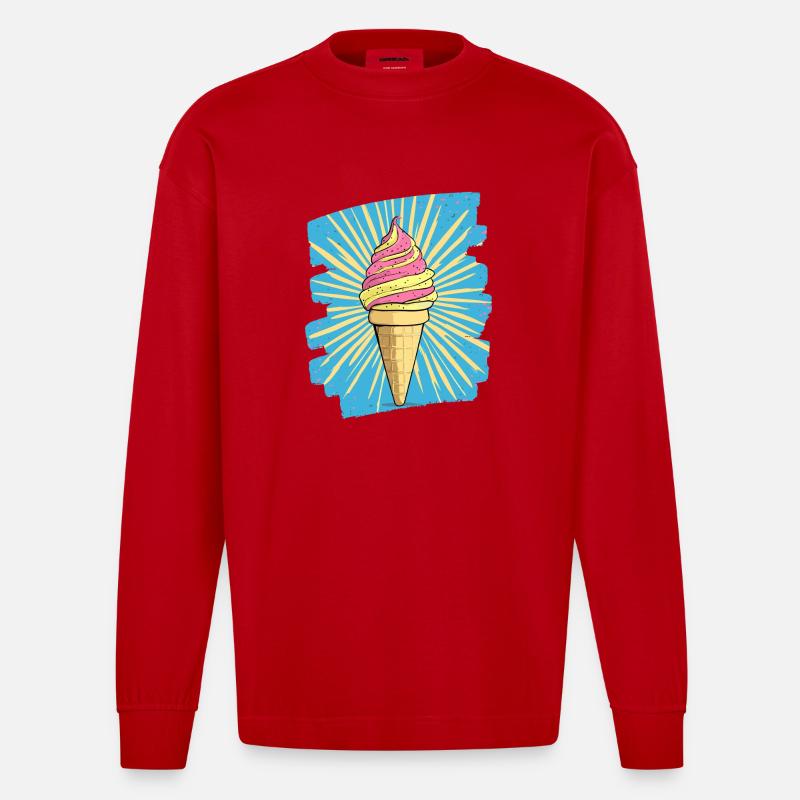 Eiscreme Eis - Heavyweight Oversized Organic Langarmshirt Made in EU - Rot