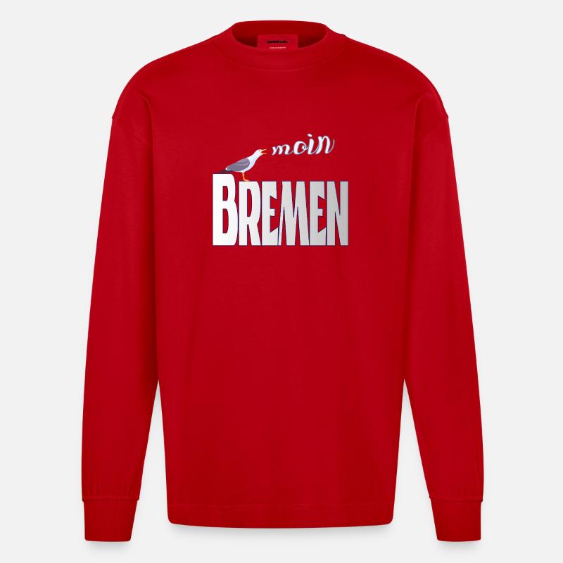 Bremen Möwe & Moin Design - Heavyweight Oversized Organic Langarmshirt Made in EU - Rot