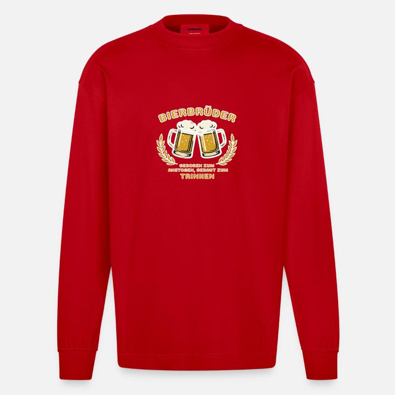 Bierbrüder - Heavyweight Oversized Organic Langarmshirt Made in EU - Rot