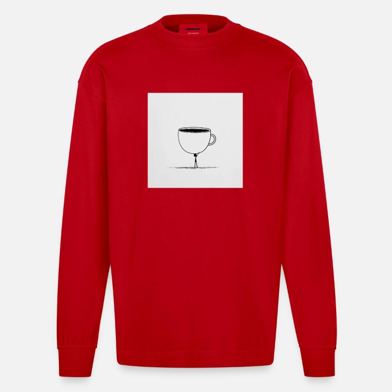Kaffee? Nur in Eimern, bitte! - Heavyweight Oversized Organic Langarmshirt Made in EU - Rot