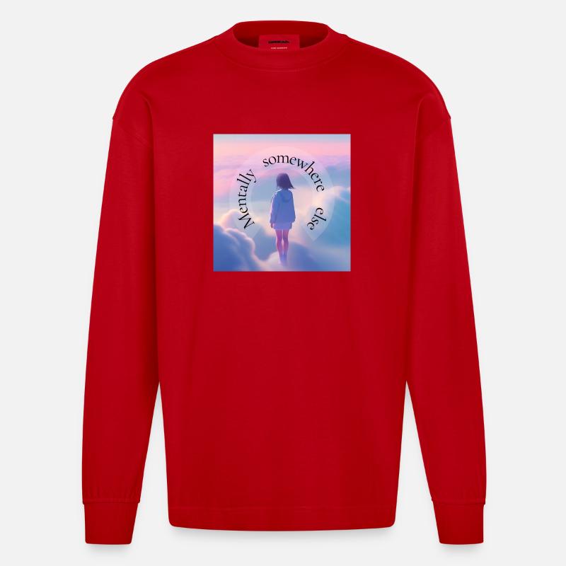 Mental Somewhere Else – Aesthetic Dreamscape - Heavyweight Oversized Organic Langarmshirt Made in EU - Rot