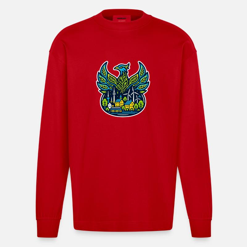 Phönix der Energiewende - Heavyweight Oversized Organic Langarmshirt Made in EU - Rot