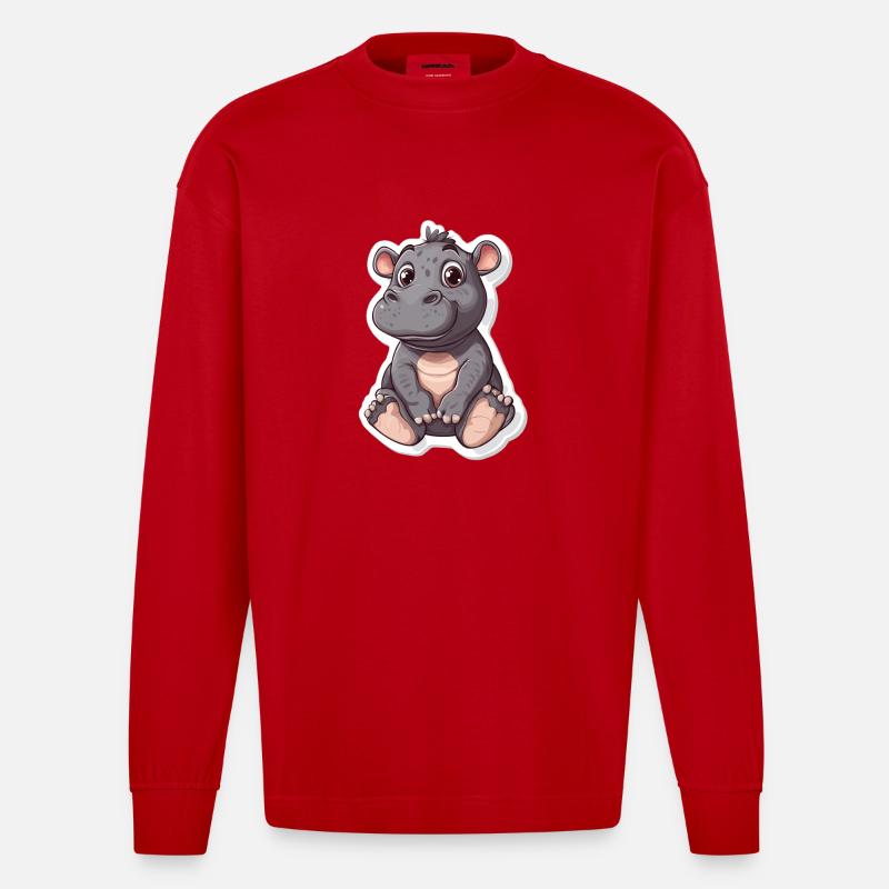 Nilpferd - Heavyweight Oversized Organic Langarmshirt Made in EU - Rot